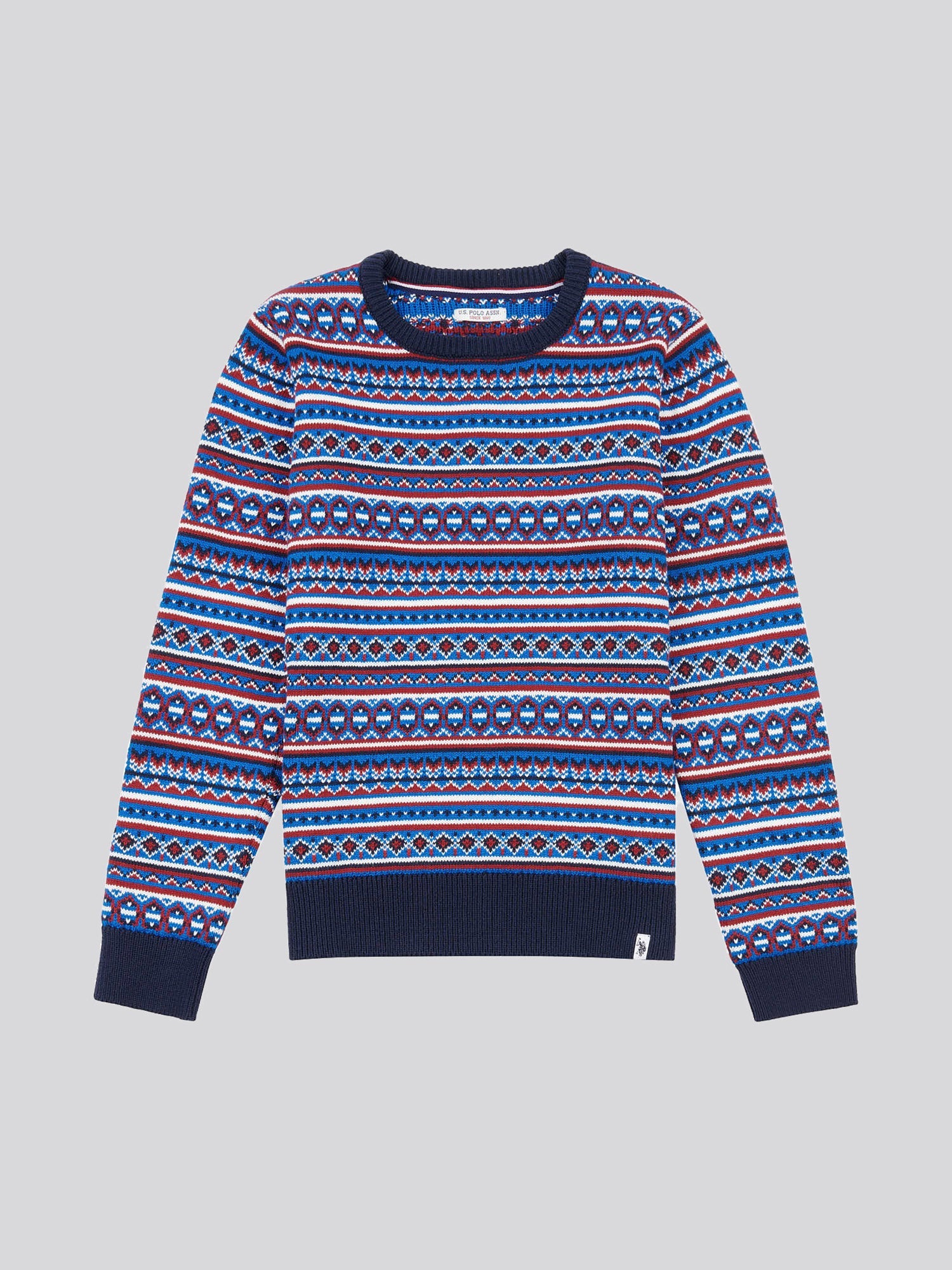 Boys Intarsia Knit Jumper in Classic Blue