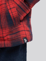 Boys Check Lined Shacket in Haute Red