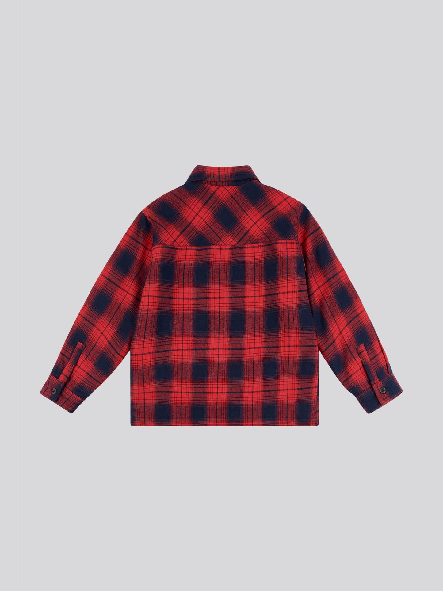 Boys Check Lined Shacket in Haute Red