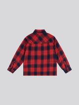 Boys Check Lined Shacket in Haute Red