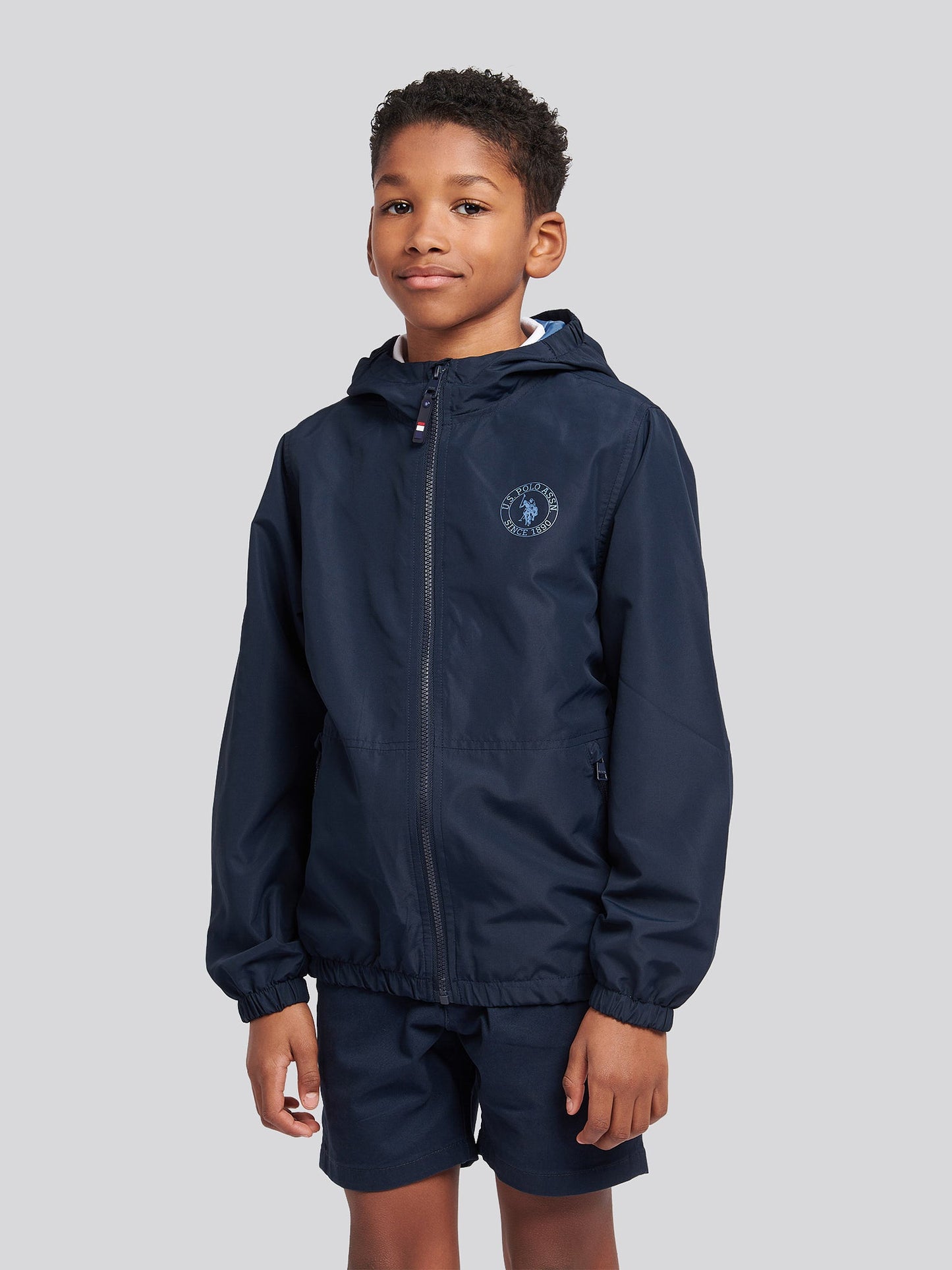 Boys Hooded Windbreaker in Dark Sapphire Navy