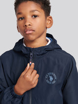 Boys Hooded Windbreaker in Dark Sapphire Navy