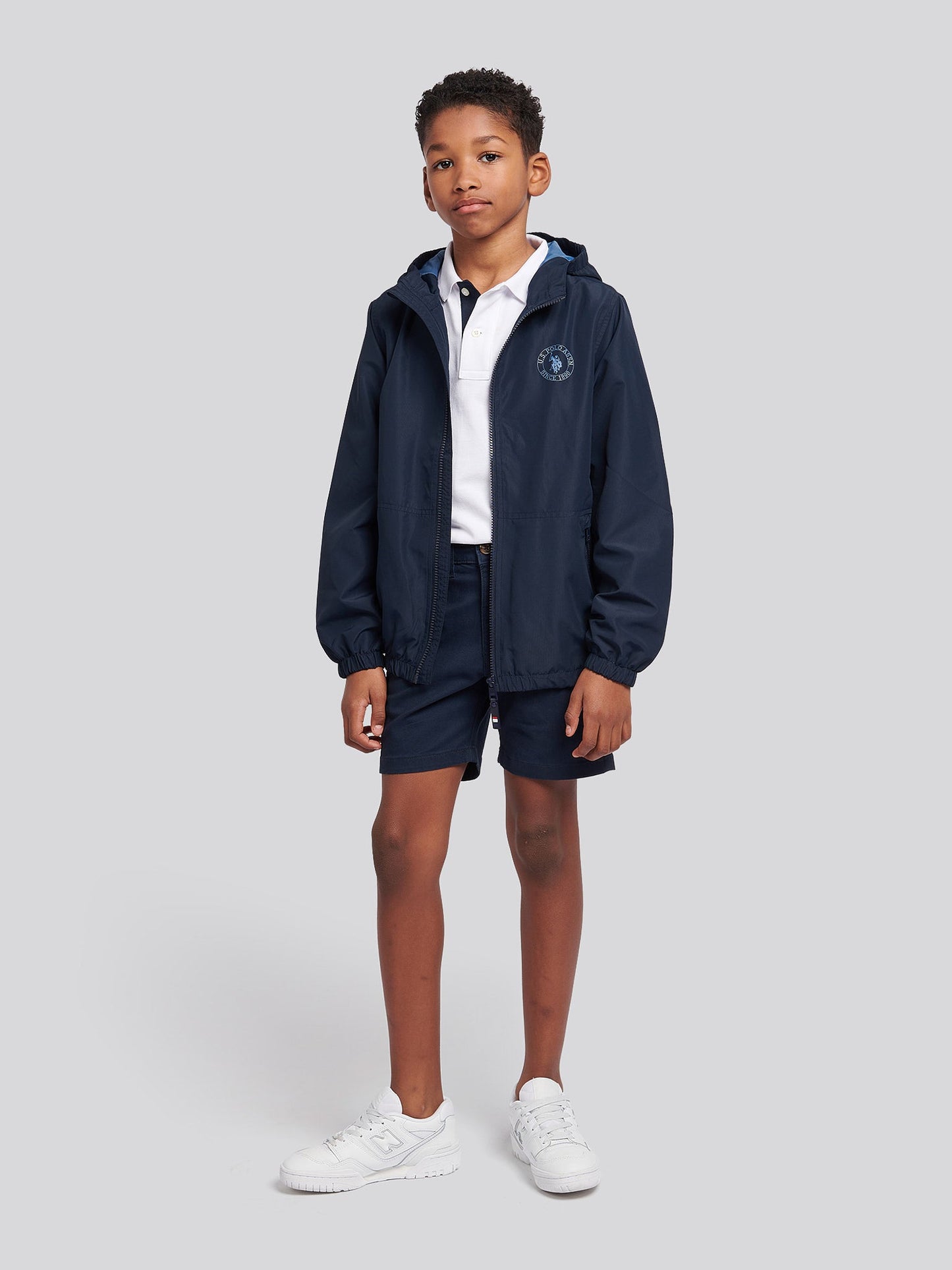 Boys Hooded Windbreaker in Dark Sapphire Navy