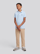 Boys Double Horsemen Polo Shirt in Chambray Blue