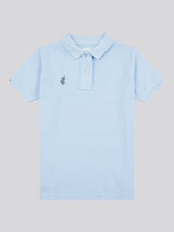 Boys Double Horsemen Polo Shirt in Chambray Blue