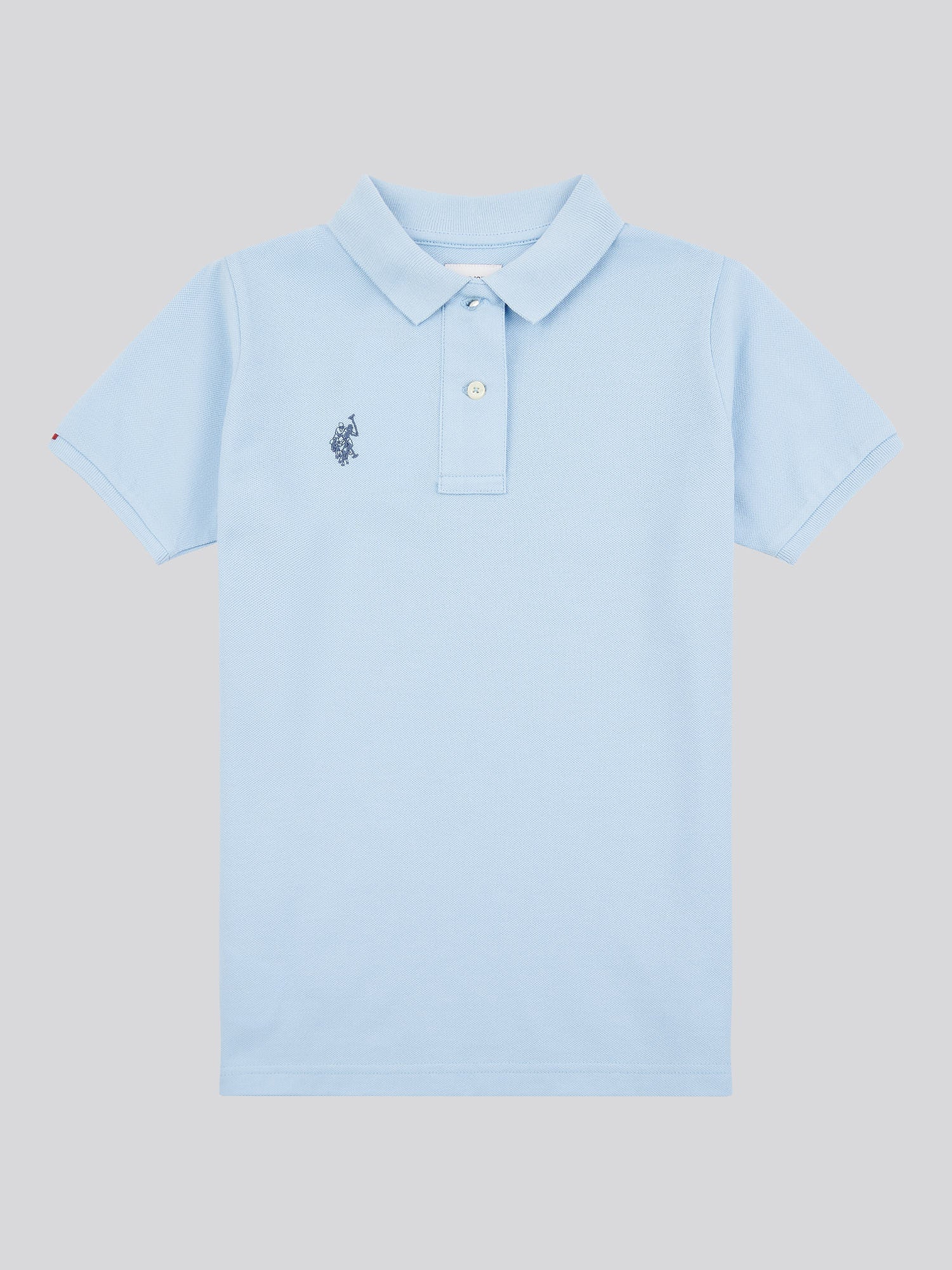 Boys Double Horsemen Polo Shirt in Chambray Blue