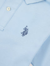 Boys Double Horsemen Polo Shirt in Chambray Blue