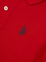 Boys Double Horsemen Polo Shirt in Haute Red