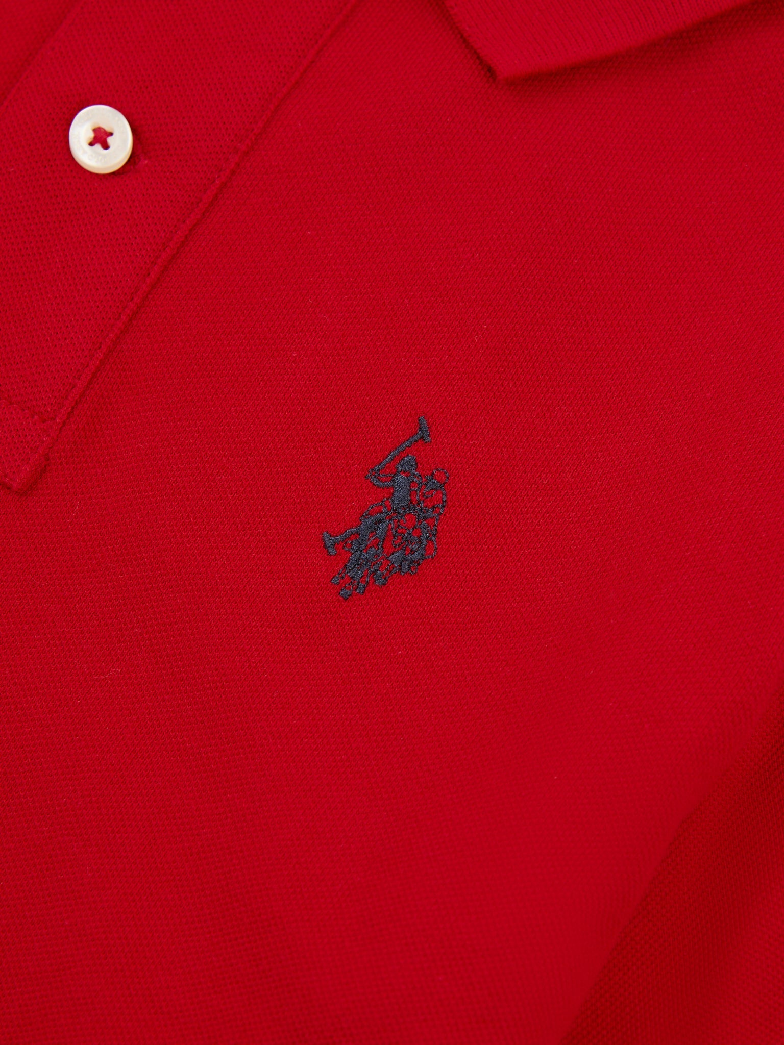 Boys Double Horsemen Polo Shirt in Haute Red