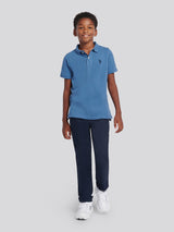 Boys Double Horsemen Polo Shirt in Blue Horizon