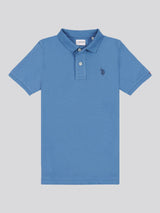 Boys Double Horsemen Polo Shirt in Blue Horizon