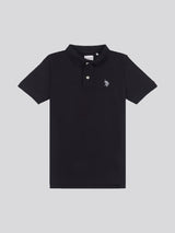 Boys Double Horsemen Polo Shirt in Black Bright White DHM