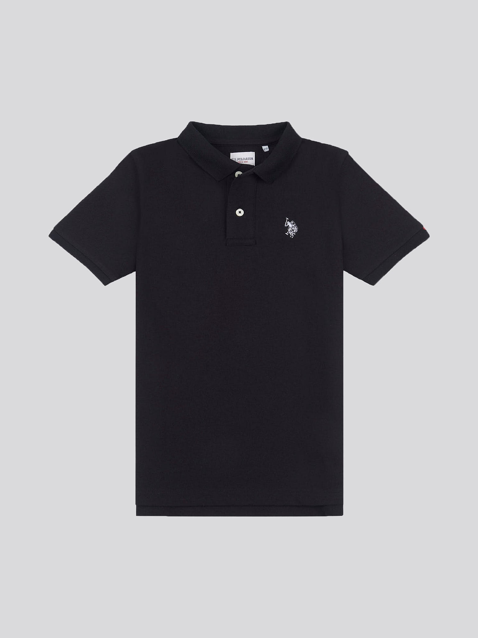 Boys Double Horsemen Polo Shirt in Black Bright White DHM