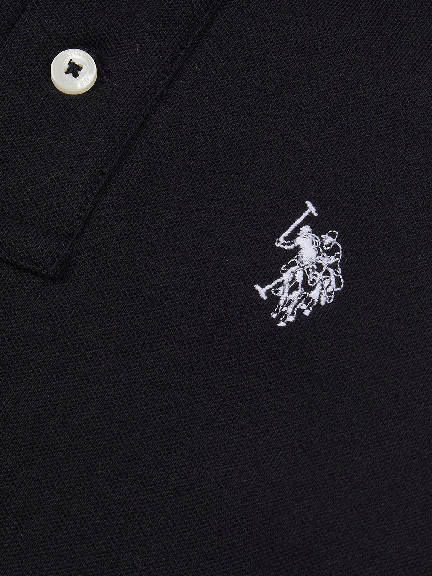 Boys Double Horsemen Polo Shirt in Black Bright White DHM