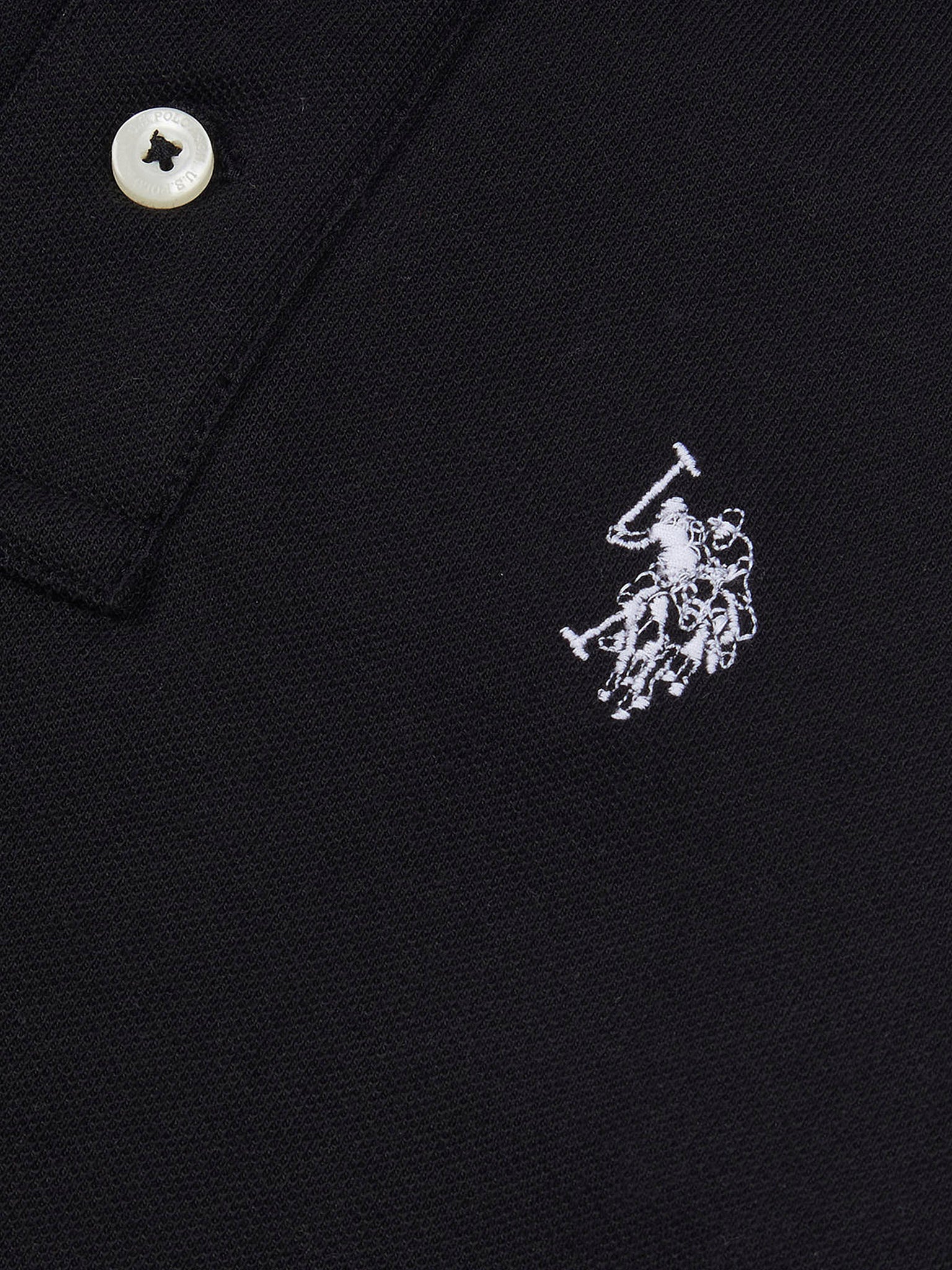Boys Double Horsemen Polo Shirt in Black Bright White DHM