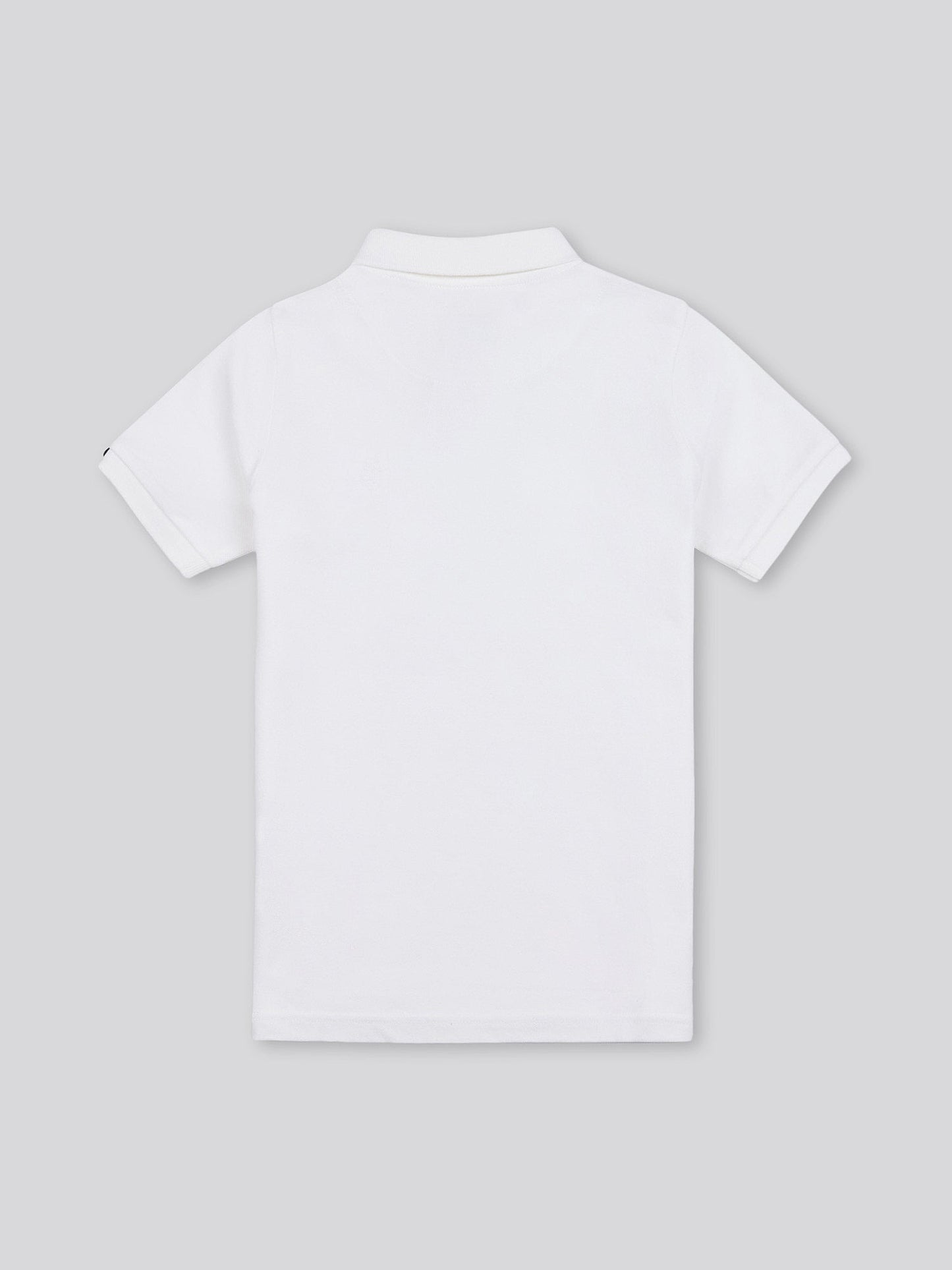 Boys Double Horsemen Polo Shirt in White / Dark Sapphire Navy DHM