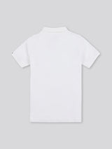 Boys Double Horsemen Polo Shirt in White / Dark Sapphire Navy DHM