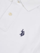 Boys Double Horsemen Polo Shirt in White / Dark Sapphire Navy DHM