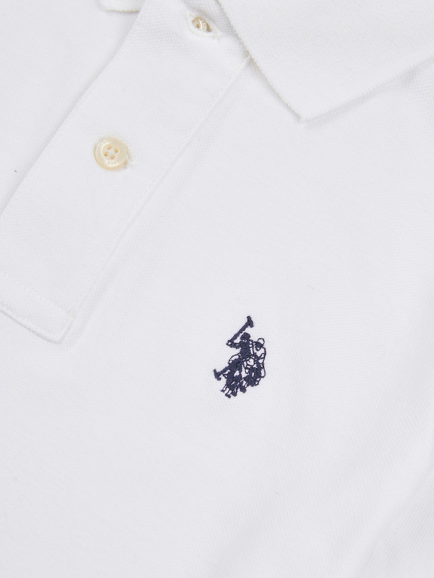 Boys Double Horsemen Polo Shirt in White / Dark Sapphire Navy DHM