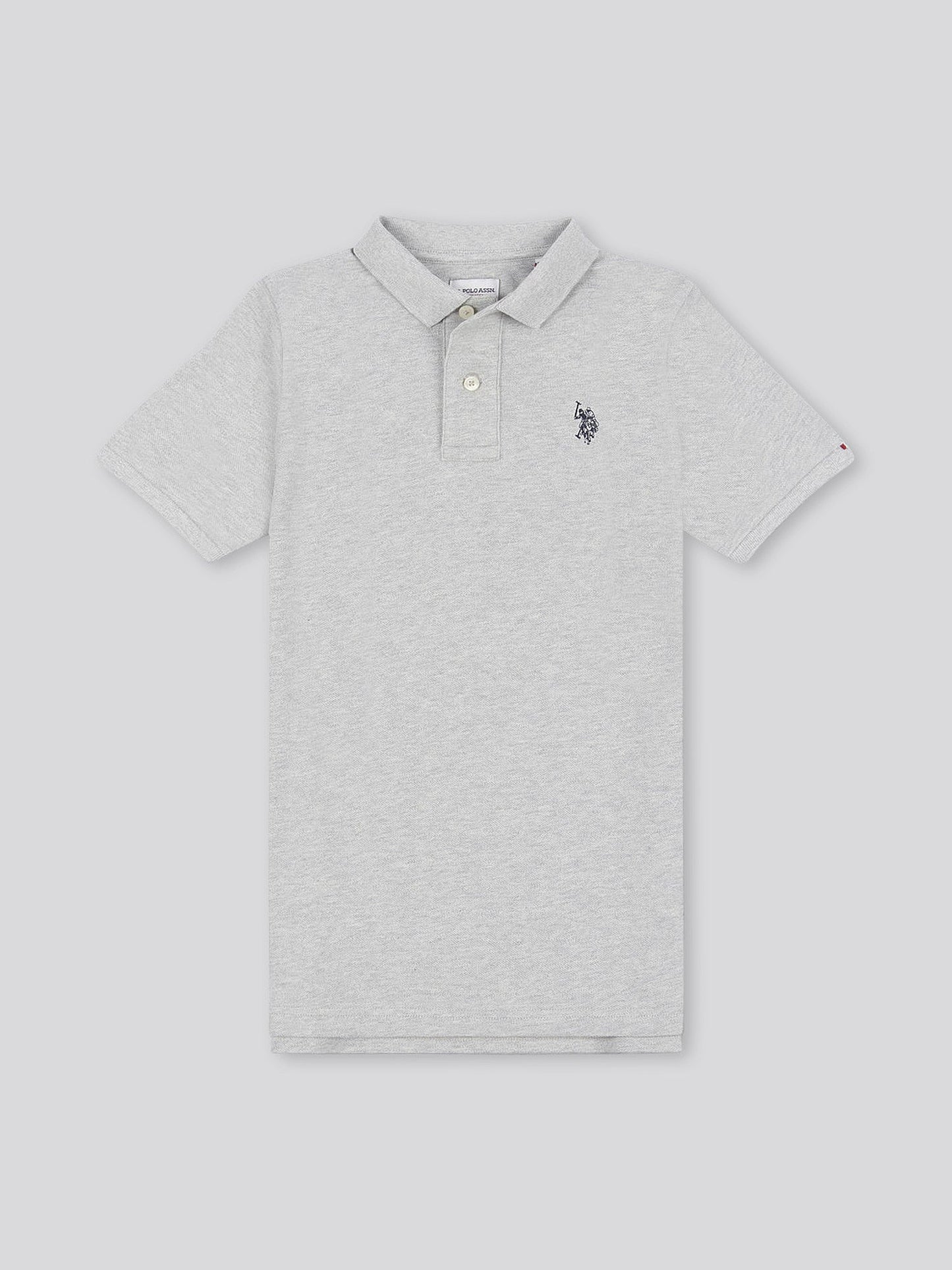 Boys Double Horsemen Polo Shirt in Mid Grey Marl