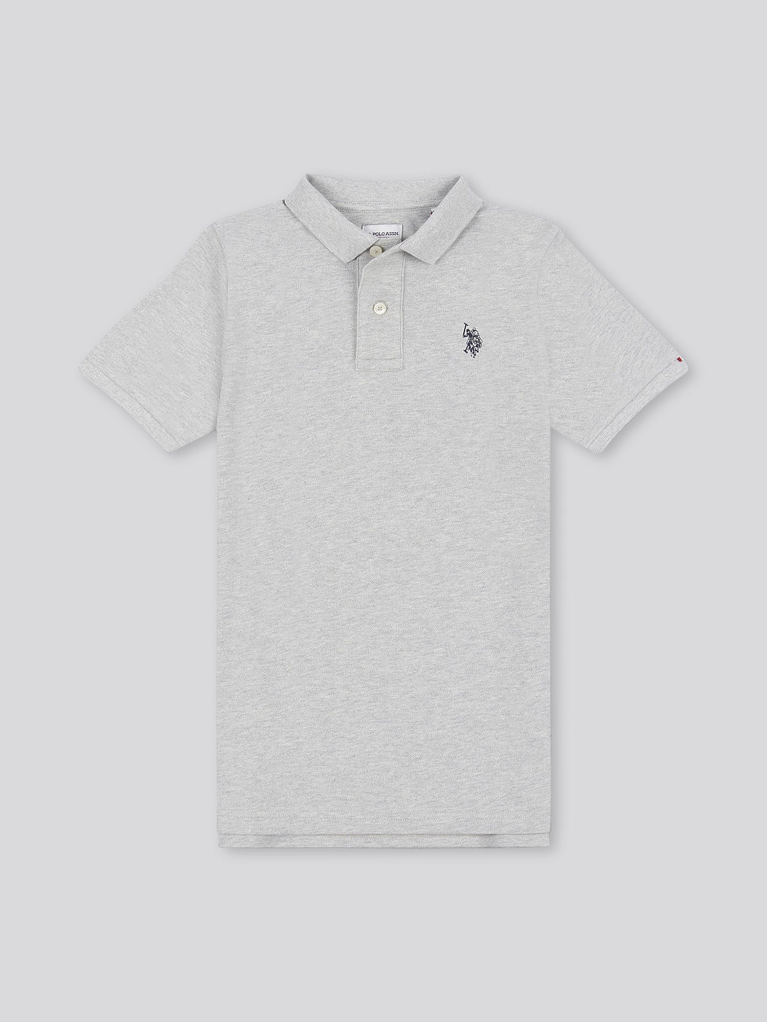 Boys Double Horsemen Polo Shirt in Mid Grey Marl