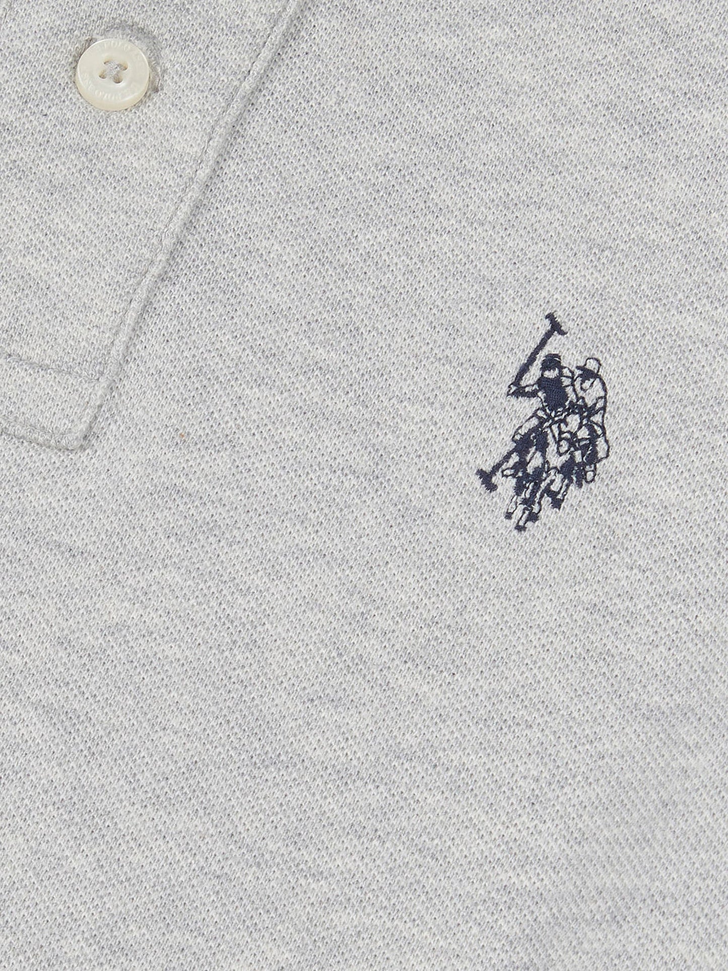 Boys Double Horsemen Polo Shirt in Mid Grey Marl