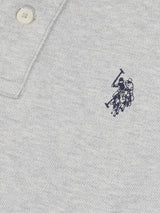 Boys Double Horsemen Polo Shirt in Mid Grey Marl