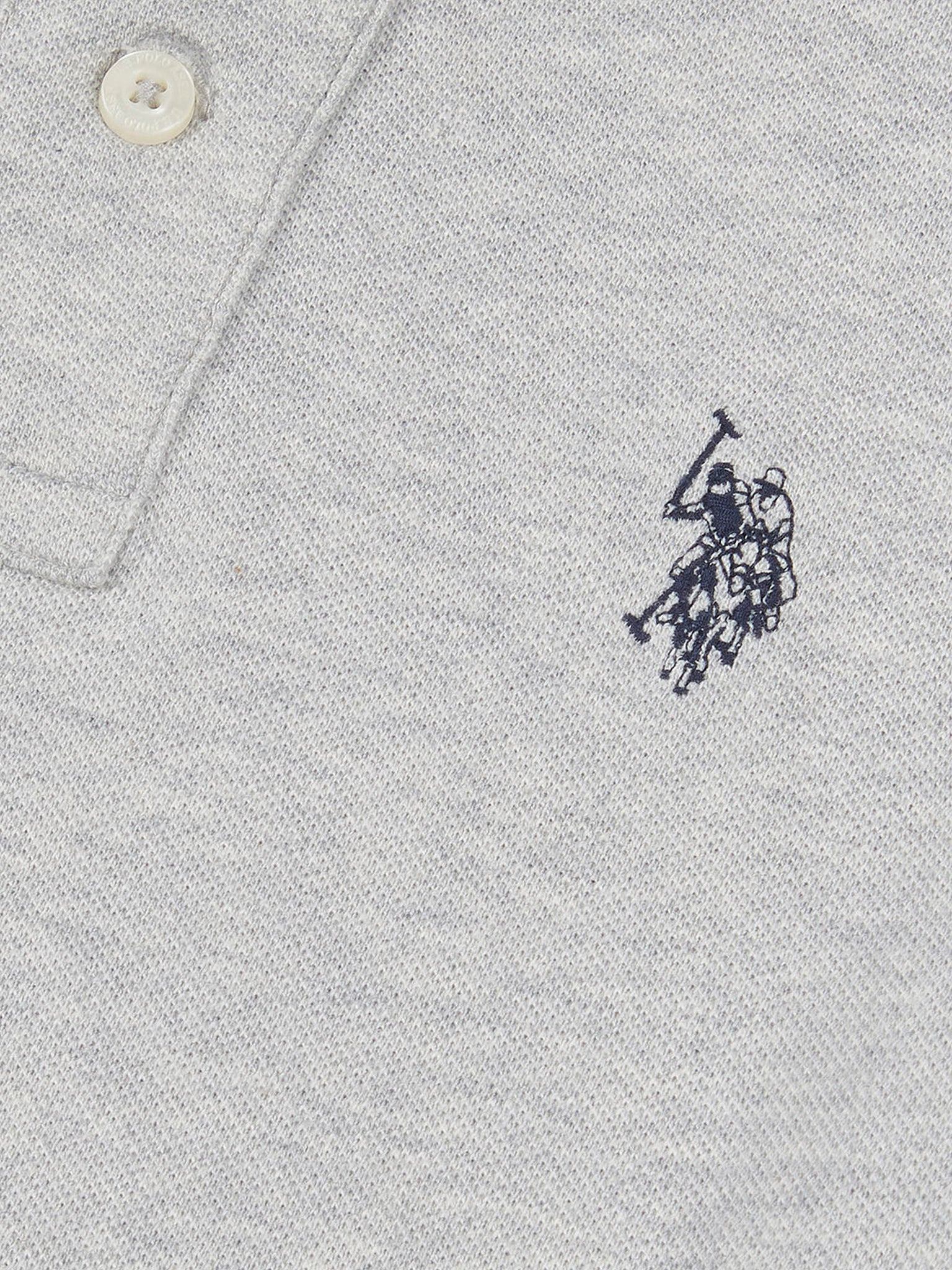 Boys Double Horsemen Polo Shirt in Mid Grey Marl