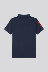 Boys Player 3 Polo Shirt in Dark Sapphire Navy / Haute Red DHM