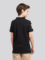 Boys Player 3 Polo Shirt in Black Bright White DHM