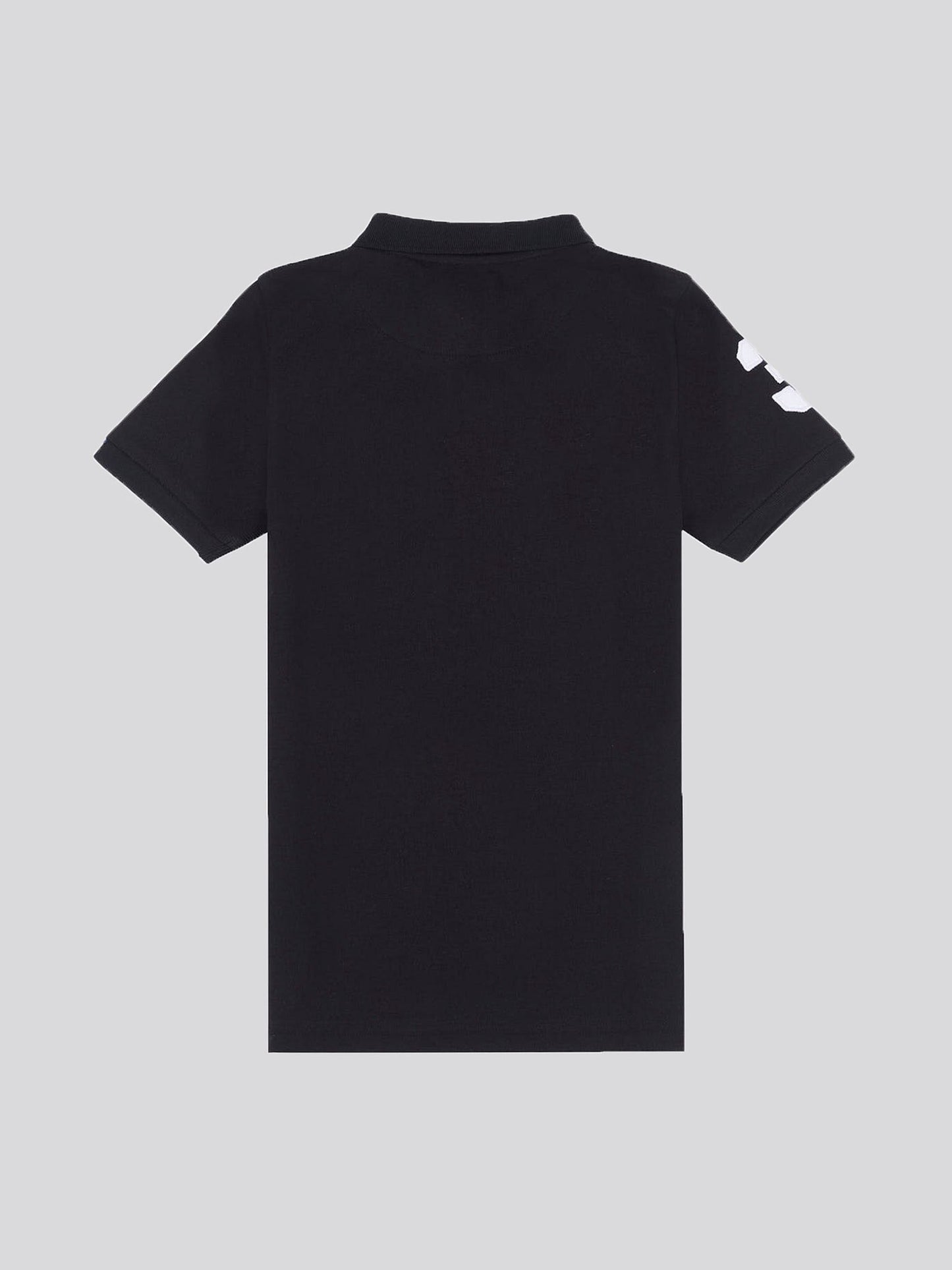 Boys Player 3 Polo Shirt in Black Bright White DHM