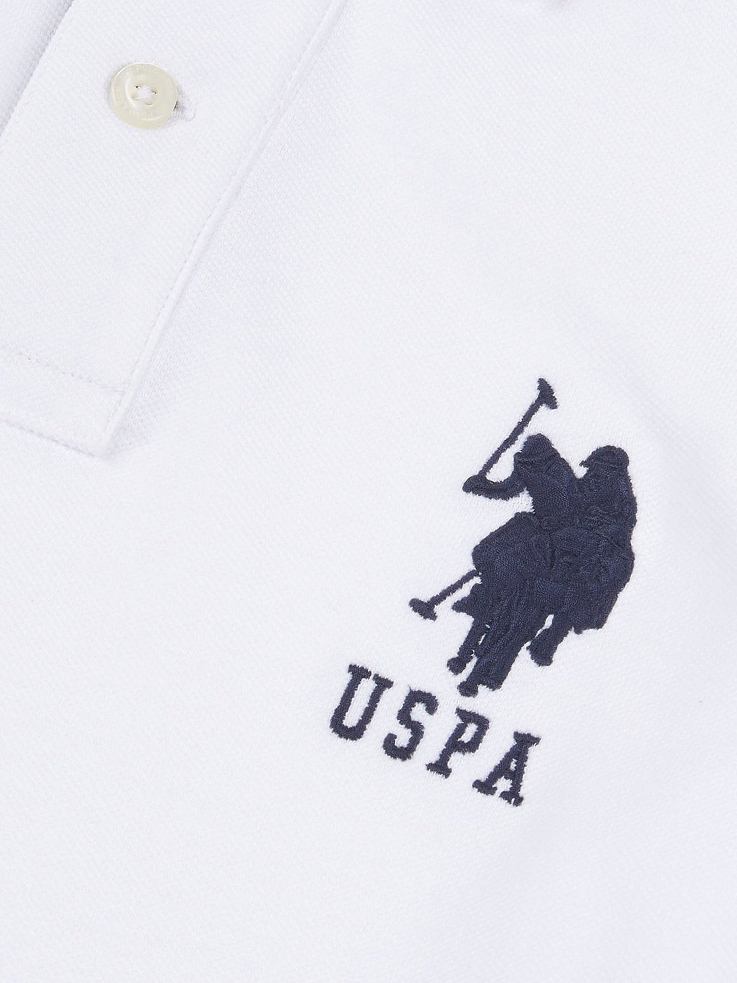 Boys Player 3 Polo Shirt in White / Dark Sapphire Navy DHM