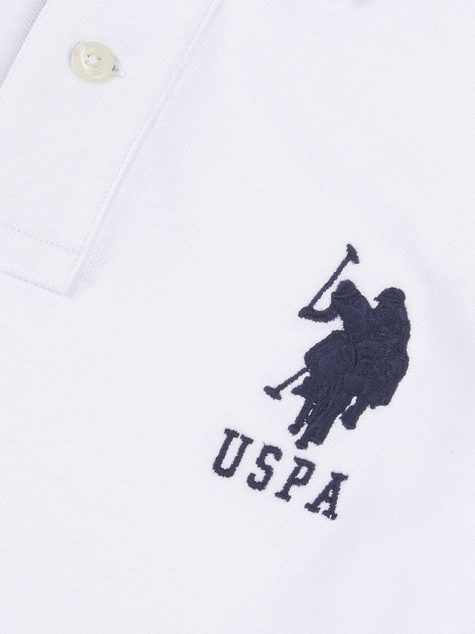 Boys Player 3 Polo Shirt in White / Dark Sapphire Navy DHM