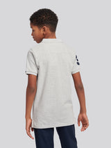 Boys Player 3 Polo Shirt in Mid Grey Marl