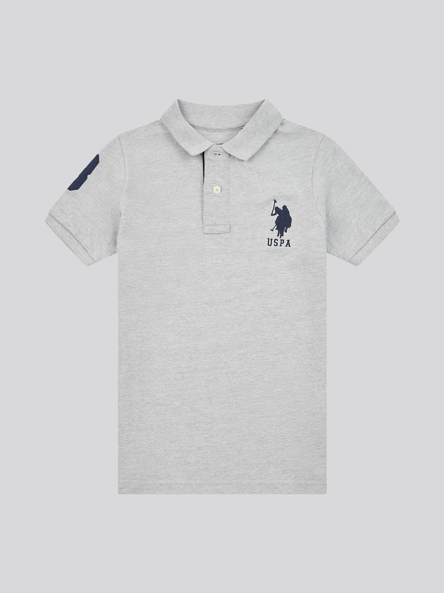 Boys Player 3 Polo Shirt in Mid Grey Marl