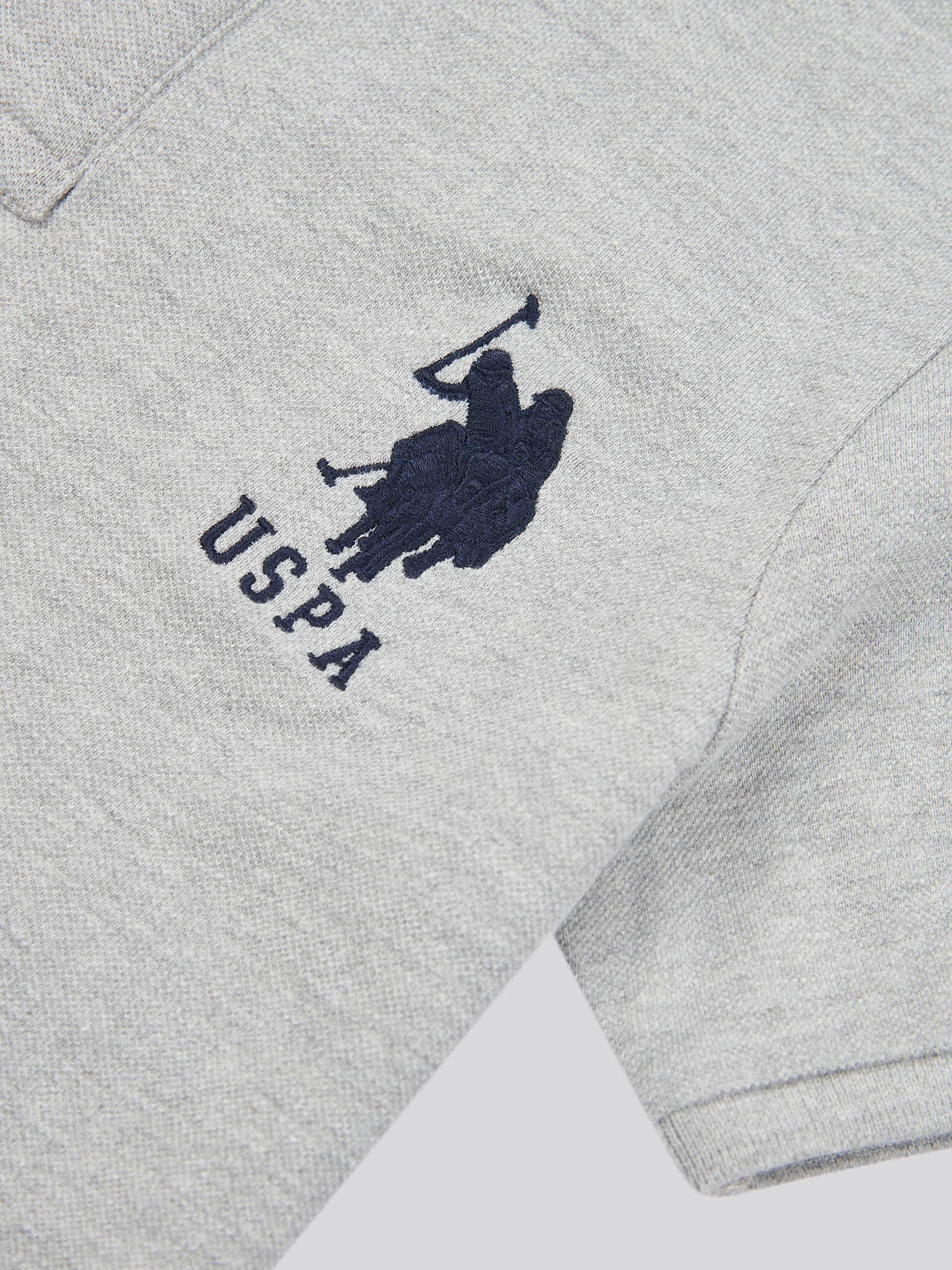 Boys Player 3 Polo Shirt in Mid Grey Marl