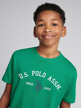 Boys Double Horsemen T- Shirt in Lush Meadow