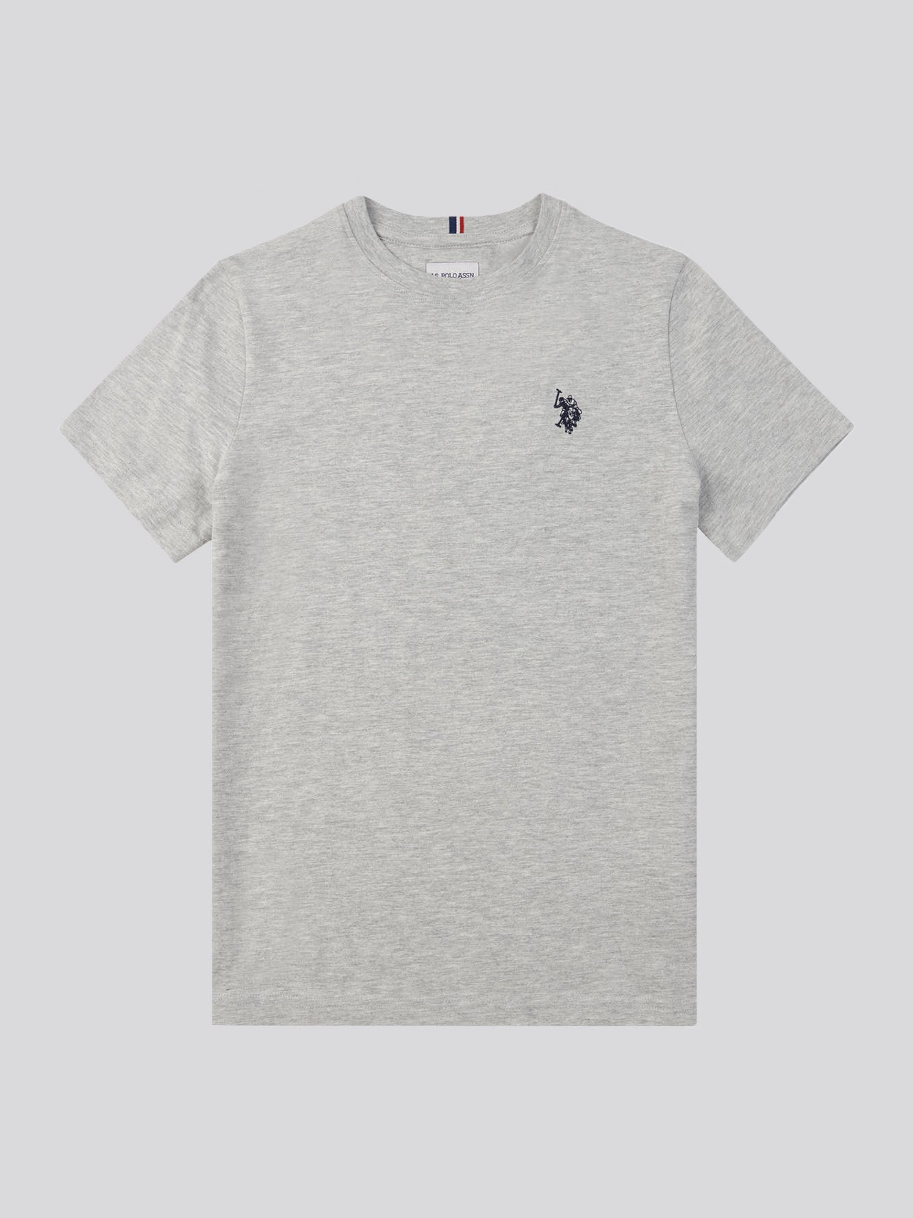 Boys Double Horsemen T- Shirt in Mid Grey Marl