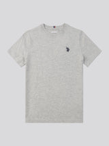 Boys Double Horsemen T- Shirt in Mid Grey Marl