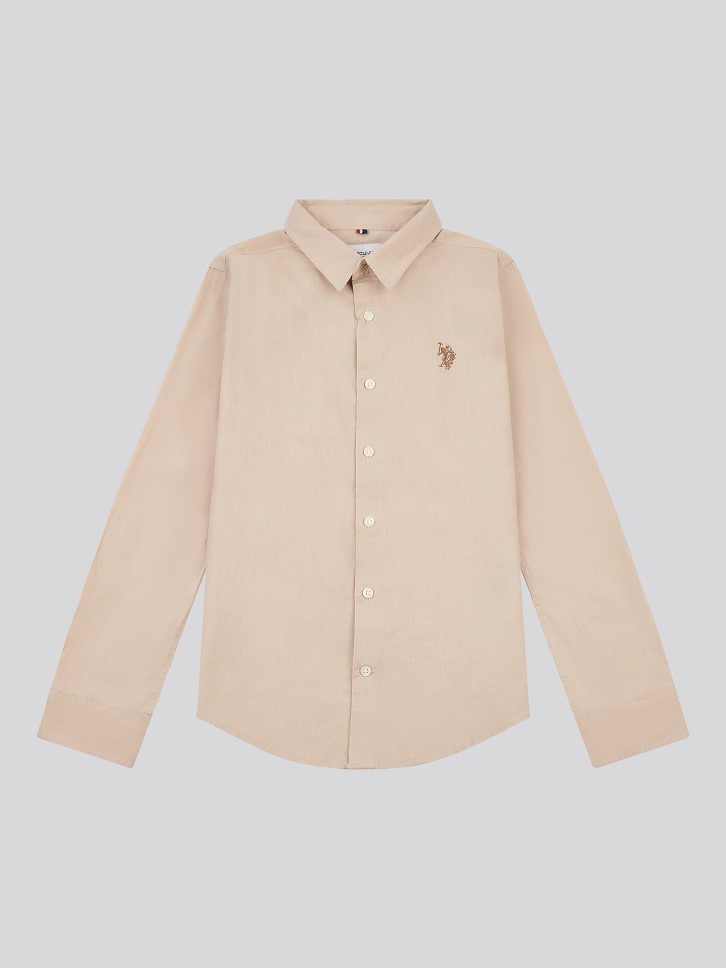 Boys Linen Blend Shirt in Doeskin