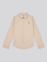 Boys Linen Blend Shirt in Doeskin