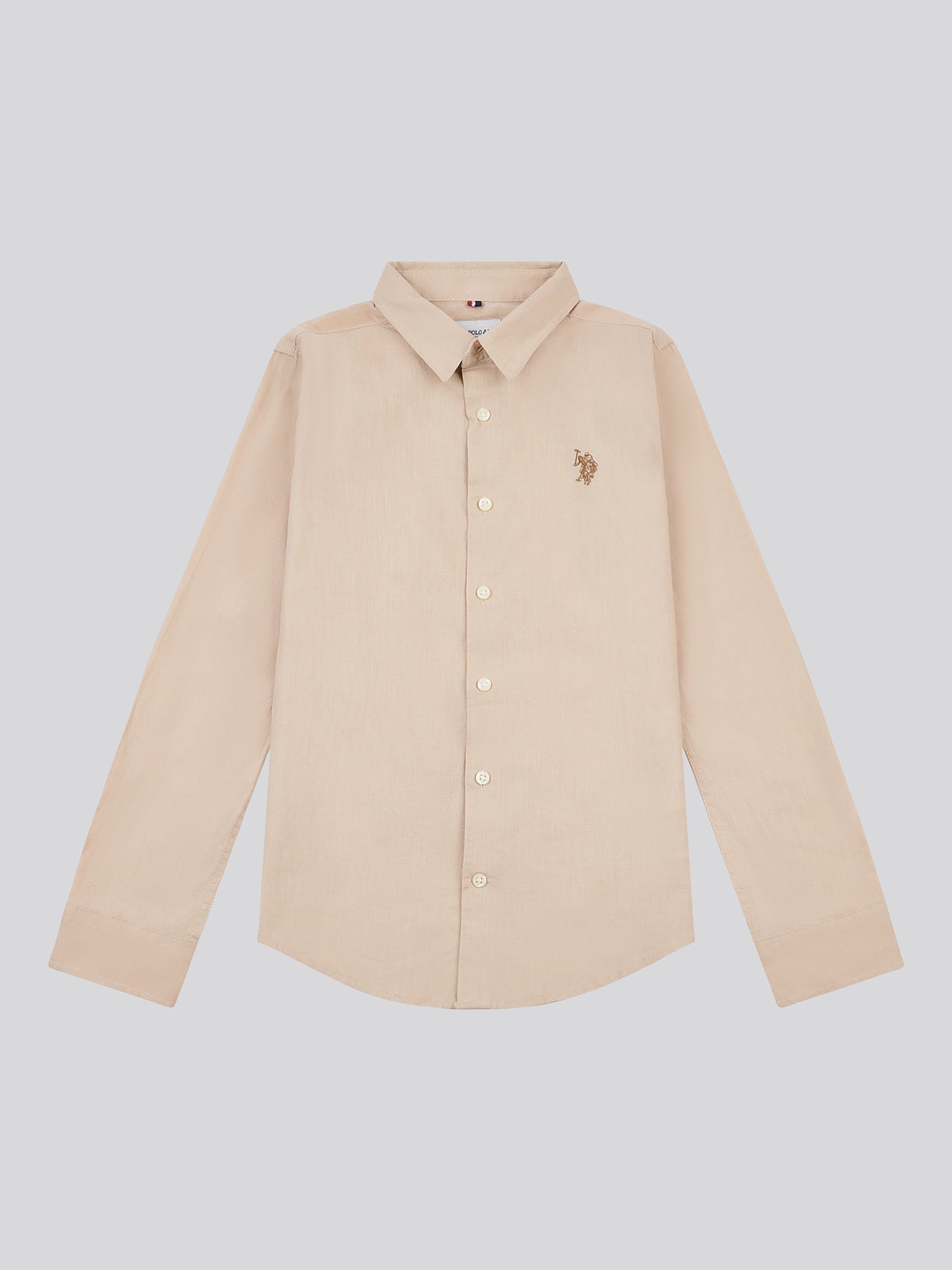Boys Linen Blend Shirt in Doeskin