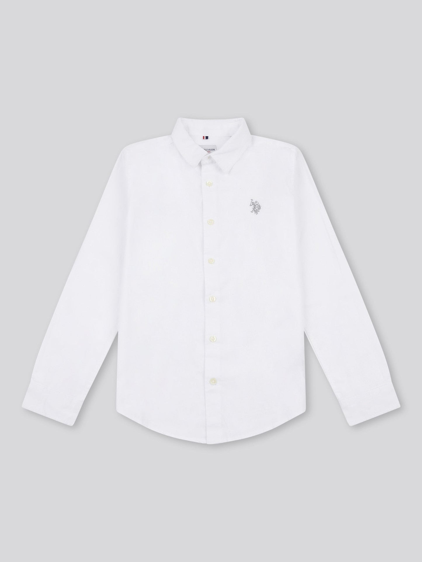 Boys Linen Blend Shirt in Bright White / Harbour Mist