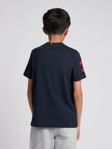 Boys Player 3 T-Shirt in Dark Sapphire Navy / Haute Red DHM