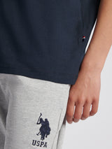 Boys Player 3 T-Shirt in Dark Sapphire Navy / Haute Red DHM
