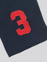 Boys Player 3 T-Shirt in Dark Sapphire Navy / Haute Red DHM