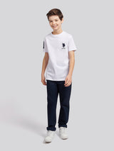 Boys Player 3 T-Shirt in White / Dark Sapphire Navy DHM