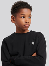 Boys Double Horsemen Crew in Black Bright White DHM