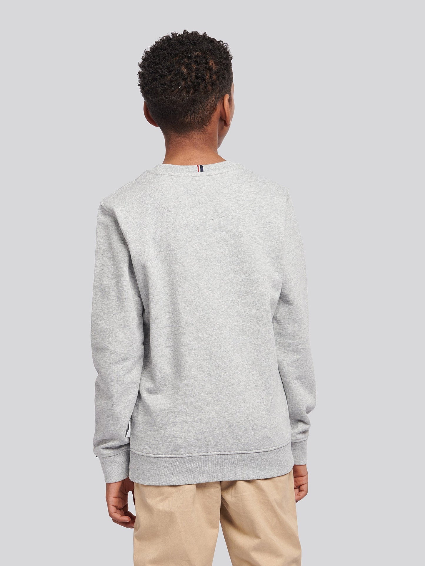 Boys Double Horsemen Crew in Mid Grey Marl