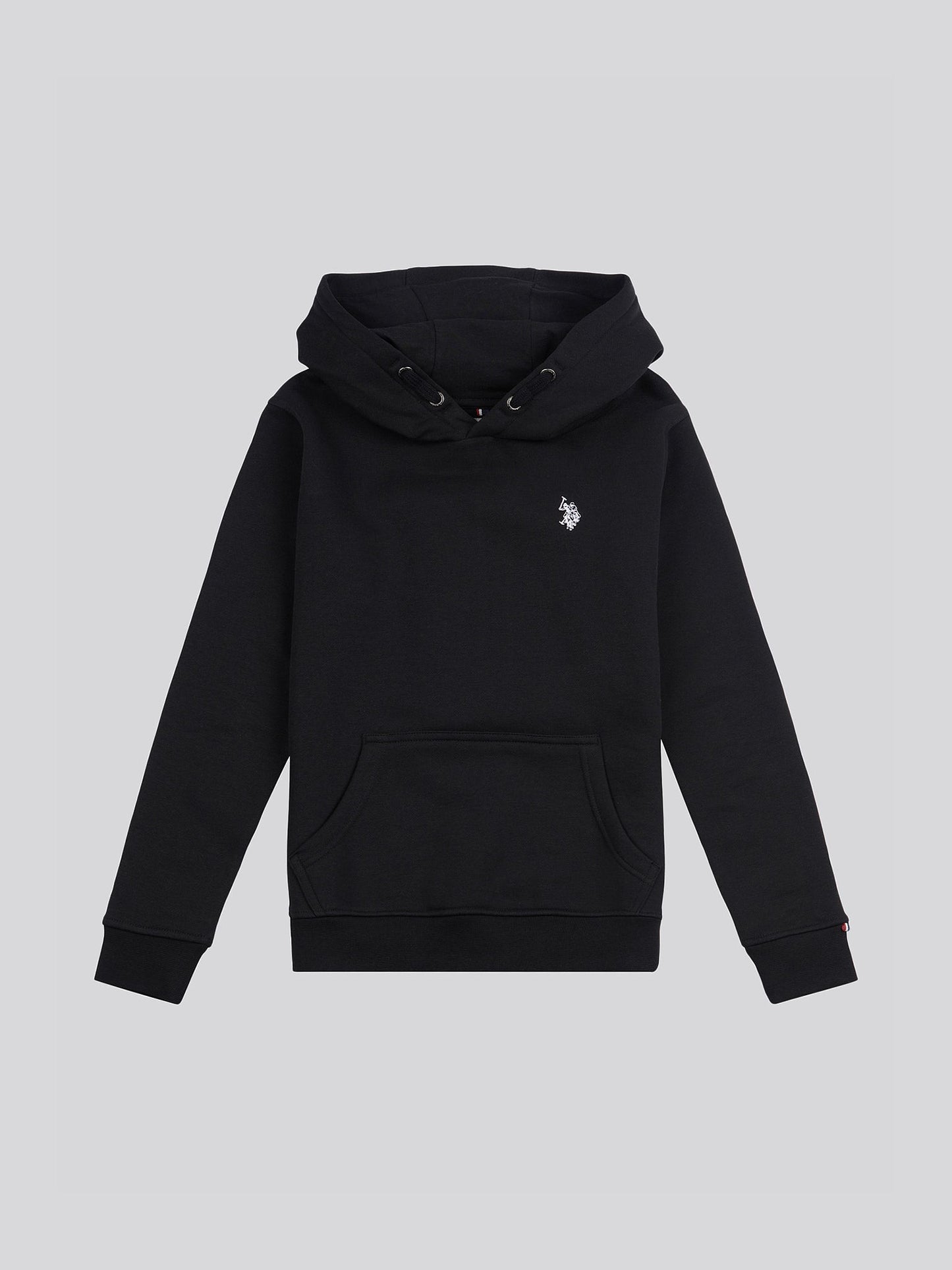 Boys Double Horsemen Brush Back Hoodie in Black Bright White DHM